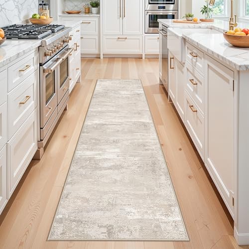 2x8 Rug Runners for Hallways: Washable Non Slip Kitchen Entryway Carpet Soft Low Plie Rugs for Laundry Bedroom Indoor Foldable Modern Abstract Home Decor Floor Mat for Bathroom 2x8 Beige - color: Beige, size: 2' x 8' (Runner)