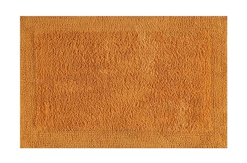 Cotton Reversible Bathmats 20"X32" Mustard – 100% Cotton Scalloped Bath Mat, Anti Skid, Soft & Absorbent Bathroom Rug for Shower, Tub & Entryway - color: Mustard, size: 20"X32" - Reversible
