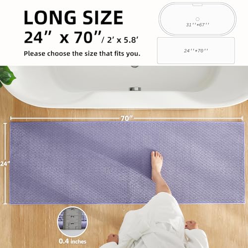 TYUU Bathroom Runner Rugs, Long Bath Mat Runner Washable Thin Quick Dry Low Pile Bathroom Runner Rugs Non Slip, Lavender 24"x70" - color: Lavender, size: 2' X 5'10" (Runner)