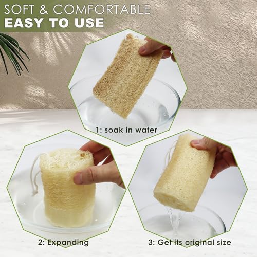 6 Pack Natural Loofah Exfoliating Body Scrubber, 5 Inches Organic Luffa Bath Sponge Exfoliating Shower Body Scrubber for Deep Cleaning & Smooth Skin, Natural Real loofah Sponge for Men & Women - style: Loofah Sponges