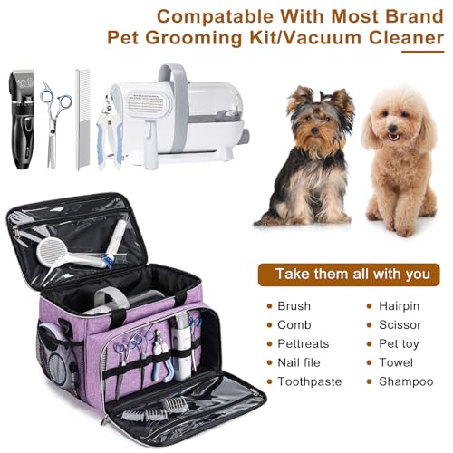 Dog Grooming Vacuum Bag, Pet Grooming Kit Bag Perfect for Dog Hair Vacuum & Grooming Tool Kit Accessories- Purple - color: Purple