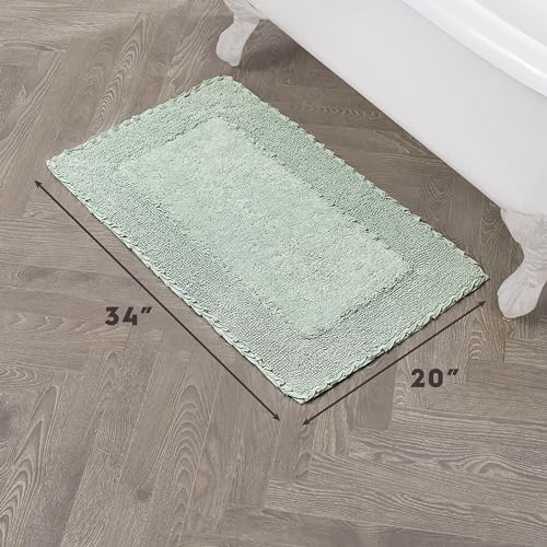 Laura Ashley Ruffle Border 100% Cotton Bath Rug, Green, 20"x 34" - color: Sage Green, size: 1'8" x 2'10" (Rectangular)