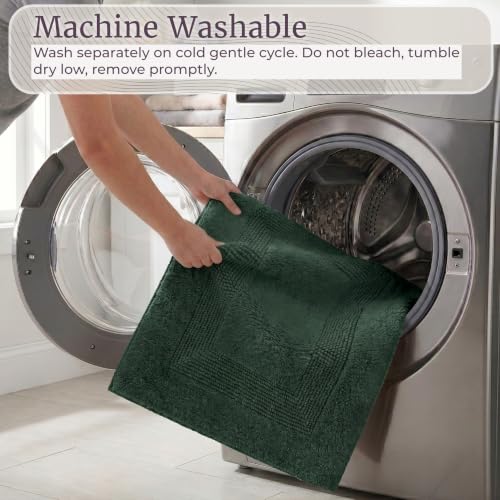 Bathroom Rugs - 2-Piece Cotton Bathroom Mat Set - Machine Washable Bath Mats for Bathroom, Kitchen, or Laundry Room by Lavish Home (Green) - color: Green