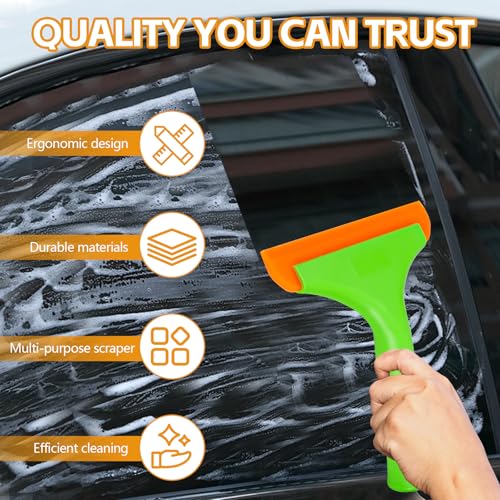 Wuyaoyao 2PCS Silicone Squeegee, Small Squeegee for Car, Automotive Mini Window Squeegees, Shower Squeegees, Water Wiper Cleaning Tool for Car Windshield, Window, Mirror, Glass Door (Green)