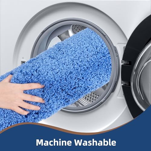 3 Pieces Luxury Bathroom Rug Set with U-Shaped Toilet Rug, Non-Slip Rubber Bottom, Thick Microfiber Fluffy Plush, Water Absorption, Quick Dry, Ultra Soft, Bath Mats for Bathroom, Tub(Sky Blue) - color: Sky Blue