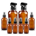 Worldgsb Glass Spray Bottles, 16oz*2+4oz*2+2oz*4 Refillable Containers, Empty Boston Round Bottles with Adjustable Nozzle for Cleaning, Gardening, Aromatherapy, Pets, Plant, Hair -Amber - color: Amber