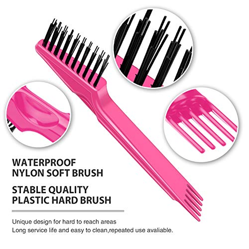 Boao 2 Pcs Hair Brush Cleaning Tool Set,2-in-1 Double Headed Hair Brush Comb,Metal Toothed Cleaner Dirt Remover, Portable Hairbrush Cleaner Tool for Removing Dust Home Salon Use(Pink and Pink) - color: Pink and Pink