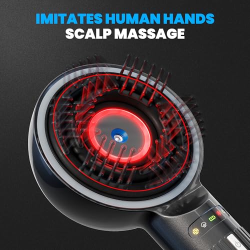 2-in-1 Electric Scalp Massager with Nano Mist Serum Applicator + Scalp Serum Bundle, Waterproof Rechargeable Head & Scalp Massage Brush with Moving Massage Teeth for Relaxing Scalp Care Routine