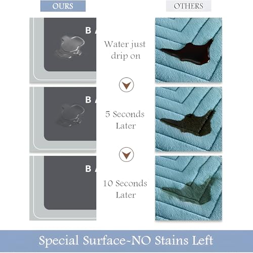 Bath Mat, Quick-Drying Non-Slip Thin Bathroom mat Super Absorbent Bath mats Rug-Bath Mats for Bathroom Floor Bathtub Vanity-Bathmat Bath Rug Easy Care Grey 27.5" x15.7" - color: Grey