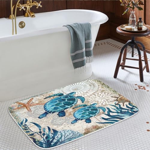 Sea Turtles Nautical Blue Ocean Beach Animals Bath Rugs Non Slip Shower Mat Bathroom Decor Door Rug (20x31 inches, Sea Turtles) - color: Multi Color 1, size: 2'7" x 1'8" (Rectangular)