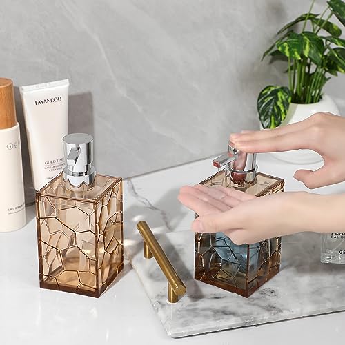 Hand Soap Dispenser, Clear Acrylic Plastic Liquid Pump Bottles Refillable Lotion Dispenser for Bathroom Decor Kitchen College Dorm, Light Brown - color: Clear Light Brown, size: 1 Pack