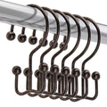 Titanker Shower Curtain Hooks Rings, Rust Resistant Metal Minimalist Simple Double Glide Shower Hooks Rings for Bathroom Shower Rods Curtains, Set of 12 Hooks - Bronze - color: Bronze, style: Minimalist