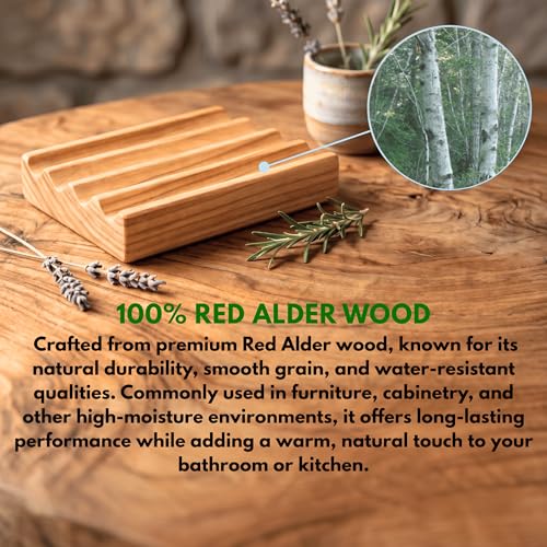 Handcrafted Wood Soap Dish 2 Pack - Draining Dish for Our Soap Bars - Natural Red Alder Wood - No Chemical Varnish, Lacquer or Stain is Used - Handmade in The USA (Regular Size) - size: Regular