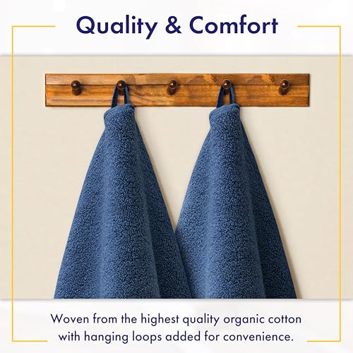 Alusa Home 100% Organic Zero-Twist Cotton Towels - GOTS Certified Luxury Bath Towels - Ultra Soft & Plush 700GSM Long-Staple Cotton - 6 Piece Towel Set (Navy Blue) - color: Navy, size: 6pc Towel Set