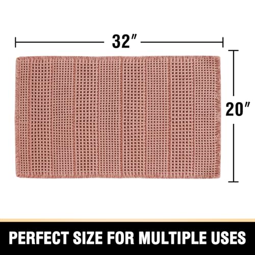 H.VERSAILTEX Upgraded Waffle Bath Mat Super Absorbent Bathroom Mats Non Slip Bath Rugs for Bathroom Floor Machine Washable Dry Fast Bathroom Rugs for Beside Tub, 20" x 32", Soft Pink - color: Soft Pink, size: 20" x 32"