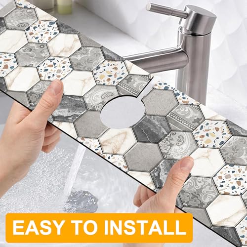 2 Pack Faucet Mat for Kitchen Sink Splash Guard Bathroom 23.5"X5.5" - size: 23.5" x 5.5"
