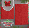 LuxUrux Red Christmas Bathroom Rugs Sets 2 Piece: Quick Dry, Soft Plush Anti-Slip, Super Absorbent. Includes Rectangular (31x20 inches) & U-Shaped Toilet Mat (20x20 inches) | Red - color: Red, size: 2 Piece Set