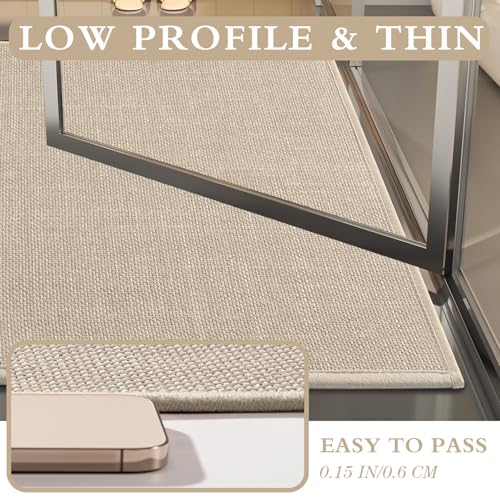 YIHOUSE Beige Bathroom Rug Sets 2 Piece, Bathroom Mat Quick Dry, Thin Bath Rug Set,Absorbent Bath Mat for Bathroom Non Slip Washable for Toilet and Floor(17.5"x24"U+17"x24") - color: Beige, size: 2 Piece (17.5"x24"U + 17"x24")