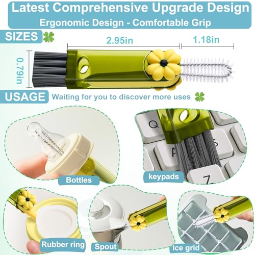 3-in-1 Cup Lid Cleaning Brush, Cup Lid Brush, Multifunctional Water Bottle Cleaning Brush, Home Kitchen Crevice Brush Tools for Tiny Cup Lid Detail, Bottle Tight Spaces Cup(3 PCS) - color: Green Blue Black-1