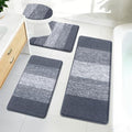 Bsmathom Bathroom Rugs Sets 4 Piece, Soft Absorbent Microfiber Bath Rugs with U-Shaped Contour Toilet Rug and Toilet Lid Cover, Thick Non-Slip Plush Shaggy Bath Mat Set,Dark Gray - color: Dark Grey, size: 18"x26"+18"x48"+U20"x24"+Cover19"x21"