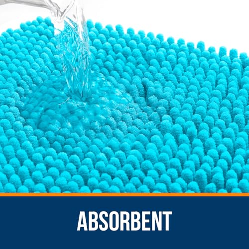 OLANLY Bathroom Rugs Sets 2 Piece, Soft Absorbent Chenille Bath Mats and U-Shaped Contour Toilet Mat Area Rug Set, Machine Washable Bath Carpet, Home Decor Accessories(24"x16"+24"x20", Aqua Sky) - color: Aqua Sky, size: 24" X 16" + U24" X 20"