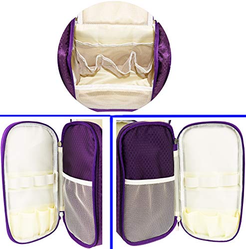 Freegrace Extra Large Hanging Toiletry Bag for Men and Women - Water-Resistant Nylon Travel Bathroom Organizer for Cosmetics, Makeup, and Toiletries - color: Purple