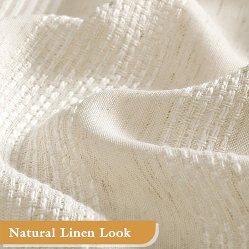 Boho Farmhouse Shower Curtain Set with Tassel, Linen Bohemian French Country Chic Bathroom Shower Curtain Set, Modern Striped Textured Shower Curtain 72x72 - Beige/Cream - color: Beige, size: 72"W x 72"L (Pack of 1)
