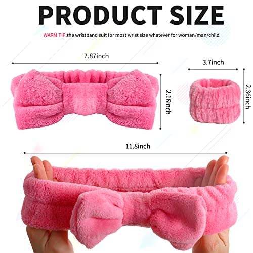 WSYUB Spa Headband and Wrist Bands for Makeup & Face Wash, 1 Set, Watermelon red - color: Watermelon red