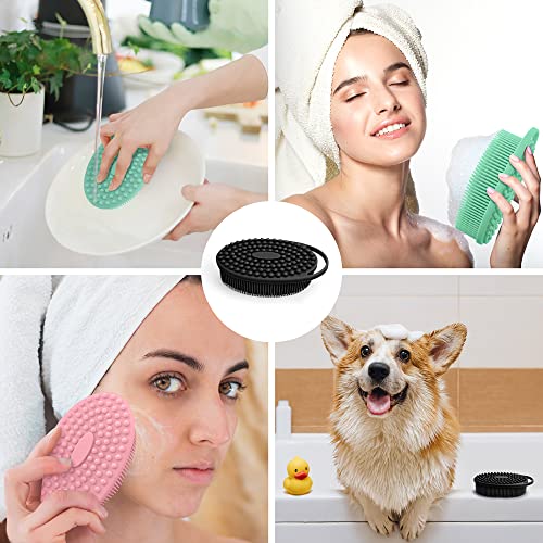 PQRUU 3 Pack Silicone Body Scrubber, Soft Silicone Loofah, Exfoliating Body Scrubbers for Use in Shower,Bath Scrubbers Fit for All Kinds of Skin, Rapid Foaming,Black,Green,Pink - color: Black,green,pink