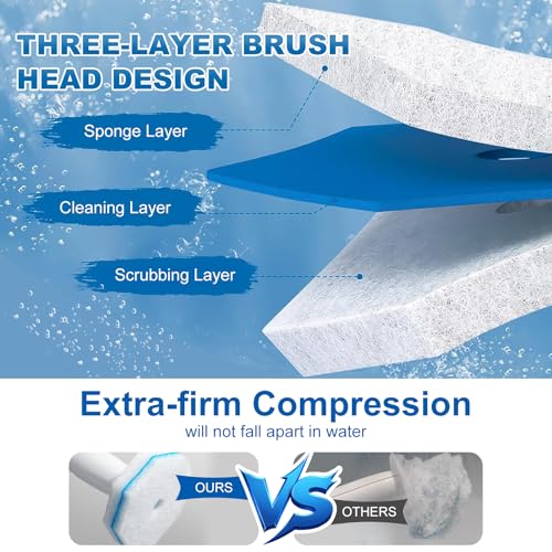 20Pcs Disposable Toilet Bowl Wand Refills, Toilet Bowl Cleaners Scrubber, 5X Cleaning Power Toilet Brush Heads Replacement Cleaner Refill Pads Compatible with Clorox - size: 1 Count (Pack of 20)