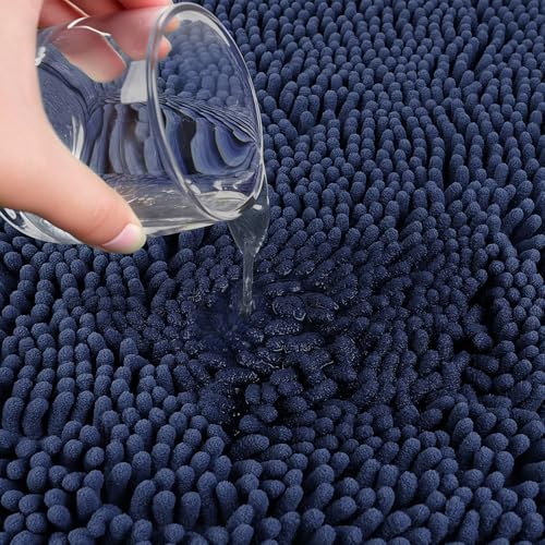 Bathroom Rugs Sets 3 Piece with Adjustable Toilet Seat Cover 19.5"x 18.5" Machine Washable Bath Rug Set with TPR Non Slip Rubber Backing Solid Bath Mat Set for Luxury Bathroom Decoration - color: Blue