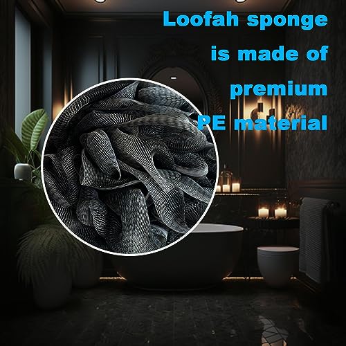 Black Bath Shower Loofah Exfoliating Body Back Scrubber Sponge for Women Men 60g (1 Pack) - style: Style 8