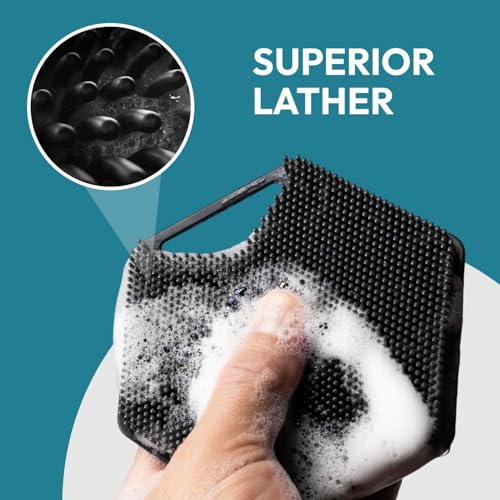 Silicone Body Scrubber & Scalp Massager for Men & Women | Cleanses, Exfoliates & Removes Dead Skin | Super Soft Silicone Bristles for Both Body and Hair | Set of 2