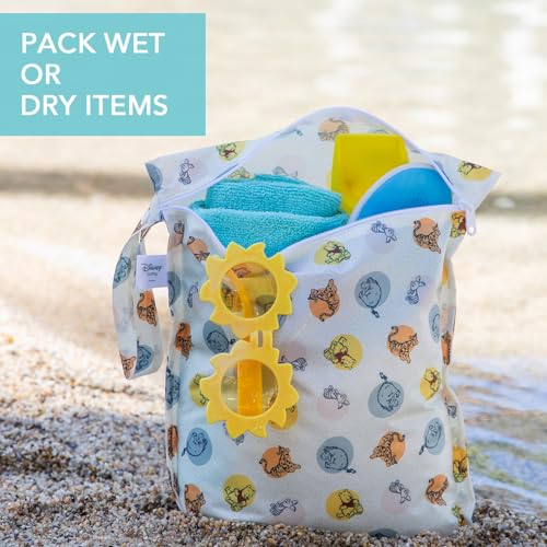 Bumkins Disney Waterproof Wet Bag for Baby, Travel, Swim Suit, Cloth Diapers, Pump Parts, Pool, Gym Clothes, Toiletry, Strap to Stroller, Daycare, Zip Reusable Bag, Packing Pouch, Winnie the Pooh - color: C2 Winnie and Friends, style: Wet Bag