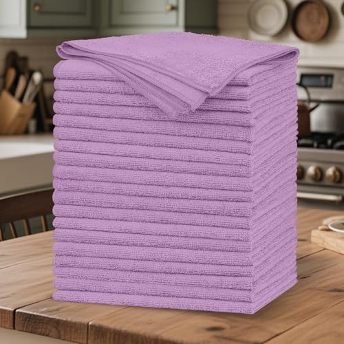 20 Pack Purple Microfiber Cleaning Cloth, Lint-Free Car Wash Towels, All-Purpose Absorbent Cleaning Rags for Housekeeping, Dust Cloth for Office, Mechanic, Automotive - color: Purple