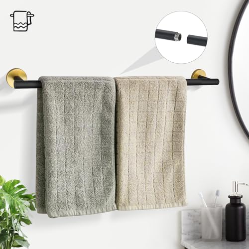 TURS Black and Gold Bathroom Hardware Set 5 Piece, SUS304 Stainless Steel Gold Black Towel Bar Set, 24 Inch Bathroom Accessories Kit Wall Mounted - color: Black&gold