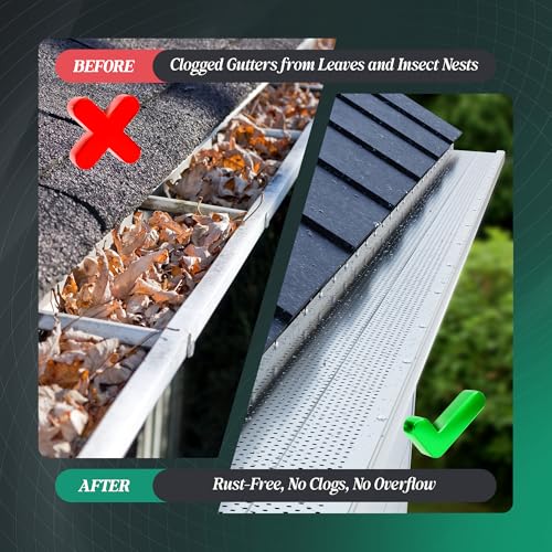 5 Inch Gutter Guards Aluminum | 25 PCS 100 ft DIY Rain Gutter Covers with 0.157 Inch Holes for Leaves Debris Clogs