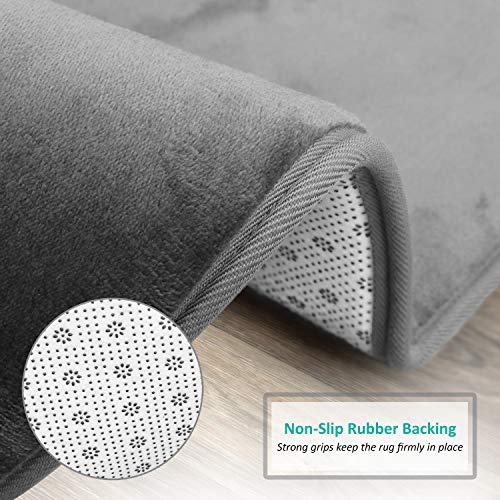 Clara Clark Bathroom Rugs, Velvet Memory Foam Bath Mat, Non-Slip, Machine Washable Bath Rugs - Dries Quickly, Ultra Soft Plush Bath Mats for Bathroom, 20 x 32, Grey - color: Dark Grey, style: 20 x 32