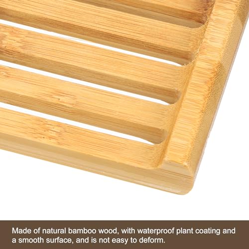 uxcell Wooden Soap Tray, 4 Pack - Wooden Soap Dish, Natural Bamboo Soap Holder, Soap Saver Tray Self Draining for Shower, Bathroom, Bathtub, Kitchen Sink