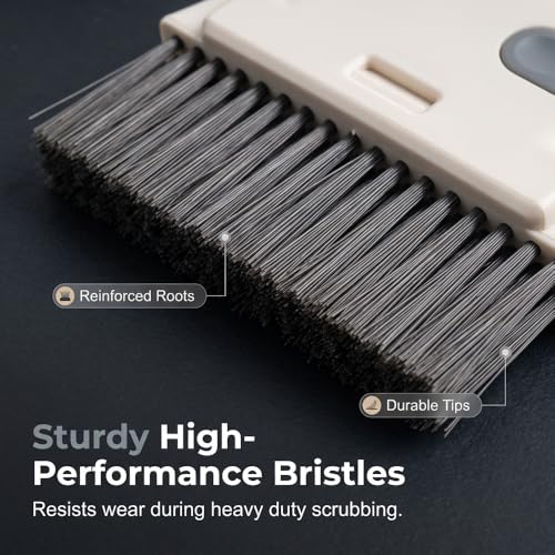 3 in 1 Groove Cleaning Brush, 2026 New Window Track Cleaning Tool with Hard Bristles and Hidden Scraper, Multifunctional Crevice Brush for Sliding Door Track, Window Seal, Sill, Kitchen (Grey) - color: Gray