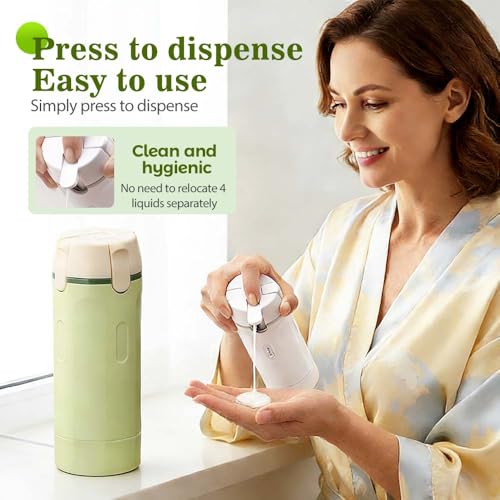 4 in 1 travel Dispenser Bottle for Toiletries, 4 Pack 30ML/60ML Portable Travel Size Toiletries with Scale and Label, Portable Containers for Shampoo Lotion Conditioner Cream (GREEN*2, 30ML) - color: GREEN*2, size: 1 Ounces