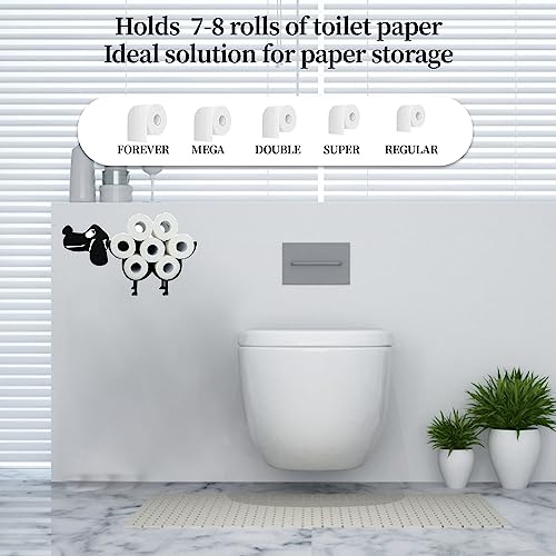 Dog Decorative Toilet Paper Holder Shelf, Cute Funny Tissue Iron Storage Stand Rack Iron Roll Paper Storage Bathroom Kitchen Accessories (Black Dog)