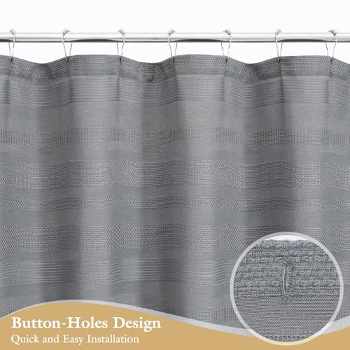 Small Stall Boho Farmhouse Shower Curtain with Tassel, Linen Bohemian French Country Chic Bathroom Shower Curtain Set, Modern Striped Textured Shower Curtain 36x72 - Light Grey - color: Lightgrey, size: 36"W x 72"L (Pack of 1)