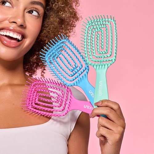FHI Heat UNbrush Flex Detangling Brush — Ultra-Flexible, Pain-Free Hair Brush Detangler with DuoFlex Anti-Static Bristles for Removing Tangles, Massaging Scalp & Faster Styling - color: Teal