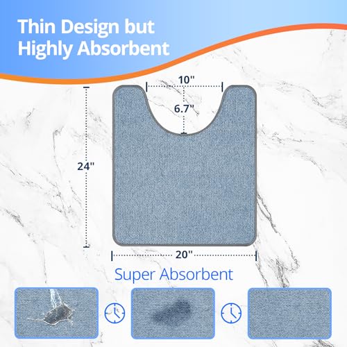 HOMTEB Toilet Rugs U Shaped Washable 24x20, Ultra Thin Toilet Rug Super Absorbent, Toilet Mat Rubber Backing Non-Slip, Toilet Mats Machine Washable Dry Quickly, Contour Bathroom Rugs for Toilet-Blue - color: Blue, size: 24" x 20" Contour Rug