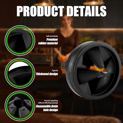 3 3/8" Garbage Disposal Splash Guard, QCB-AM Sink Baffle Replacement for InSinkErator Evolution Series, Upgraded Removable Quiet Collar Drain Plugs, Garbage Disposer Accessories, Black - color: Deep Black - 1 Pack