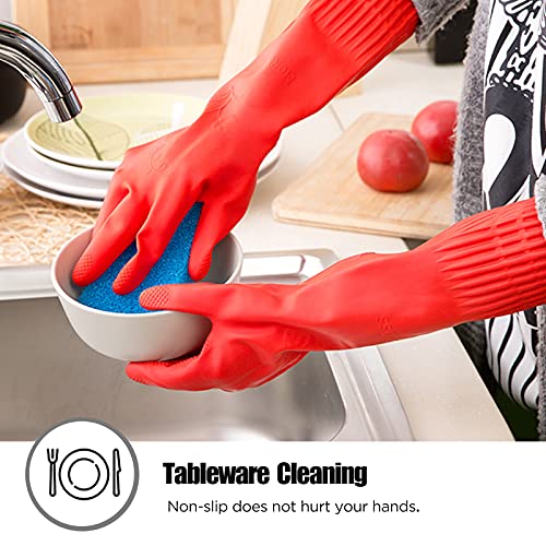 Rubber cleaning gloves 1 or 3 Pairs for kitchen,Cotton Lining,Dishwashing gloves long with lined,Reuseable. - size: Medium (Pack of 1), style: 1