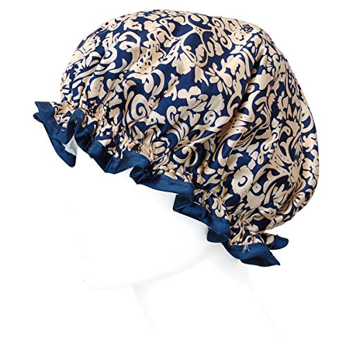 allydrew Reusable Women's Waterproof Shower Caps for Long Hair, Damask - color: Damask