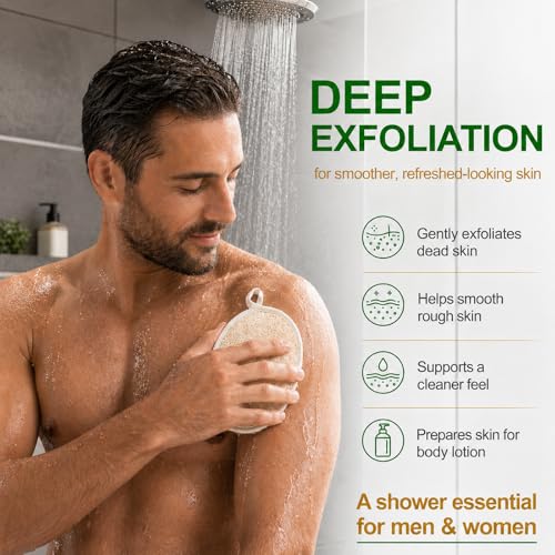 Natural Loofah Exfoliating Body Scrubber Pads, 24 Pack Dual Sided Shower Bath Loofah Sponge, Gentle Exfoliating Body Scrub for Men Women Full Body Cleansing - size: 1 Count (Pack of 24)