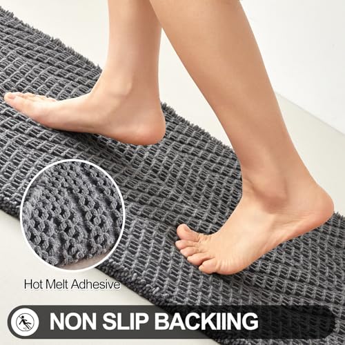 Sunfly Bath Rugs, Extra Soft Absorbent Waffle Bath Mat Quick Dry & Washable, Grey Bathroom Rug for Shower Floor with Boho Decor, 20"x30" Grey - color: Grey, size: 1'8" x 2'6" (Rectangular)